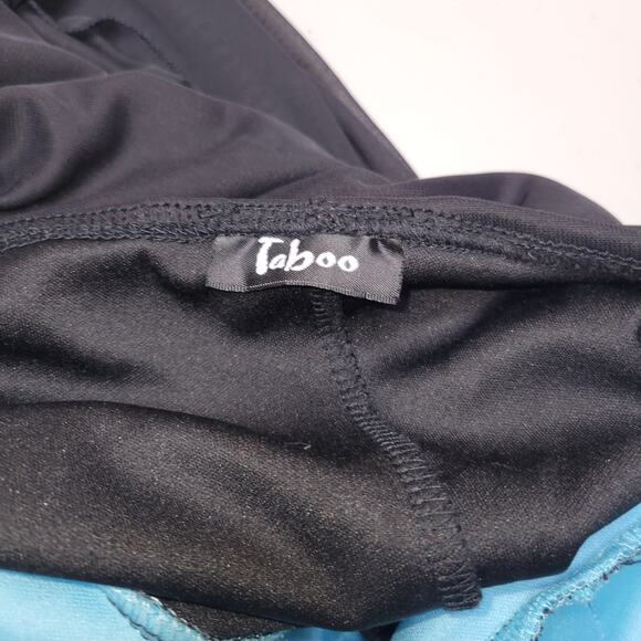 Taboo Babydoll Maxi Halter Dress XS Black Lace Turquoise Sheer Whimsigoth HoCo - Picture 9 of 12